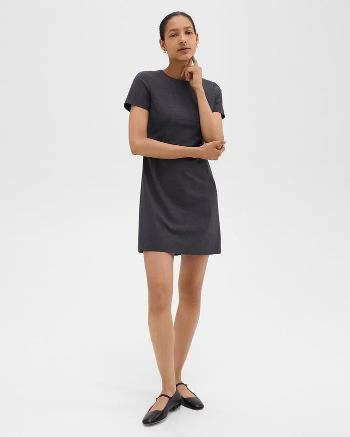 Women Theory Dresses Sheath Dress In Good Wool Charcoal Melange