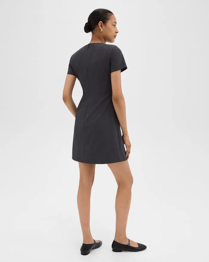 Women Theory Dresses Sheath Dress In Good Wool Charcoal Melange