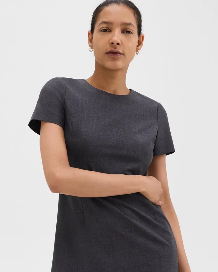 Women Theory Dresses Sheath Dress In Good Wool Charcoal Melange