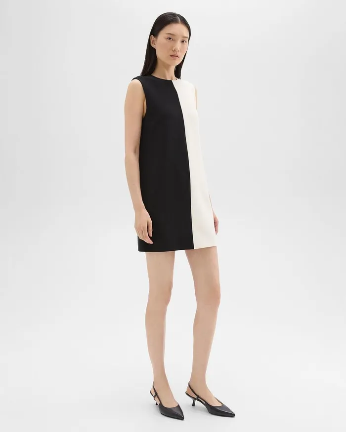 Women Theory Dresses Split Sleeveless Shift Dress In Crepe Blackrice