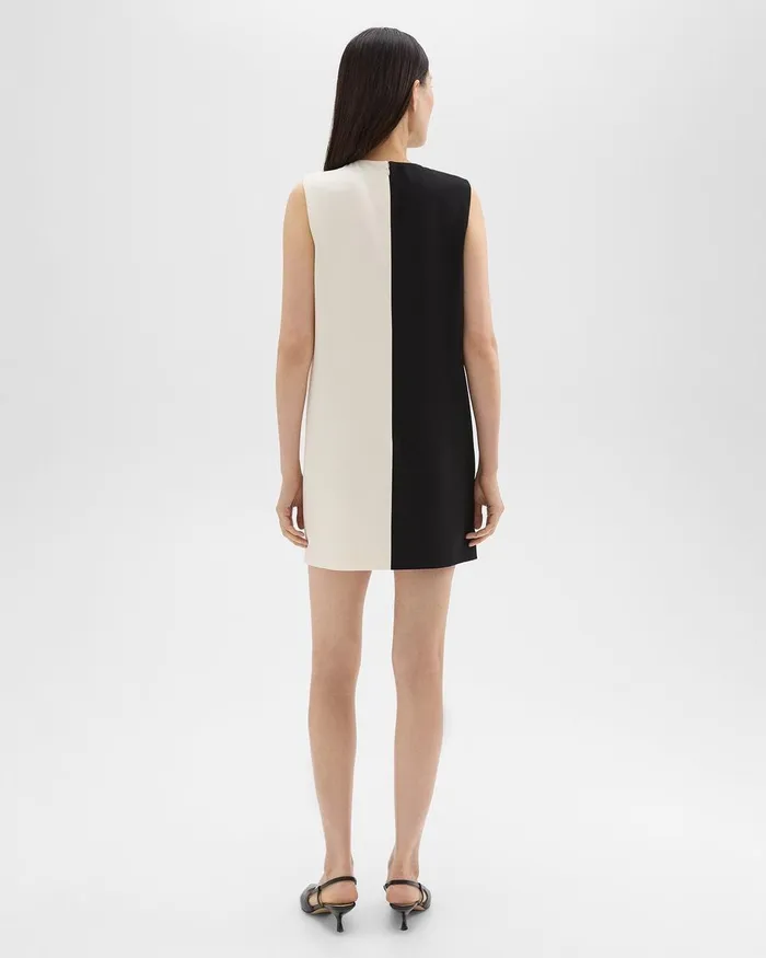 Women Theory Dresses Split Sleeveless Shift Dress In Crepe Blackrice