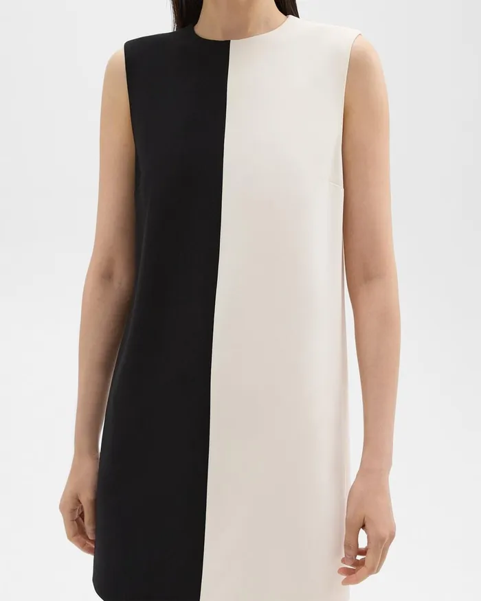 Women Theory Dresses Split Sleeveless Shift Dress In Crepe Blackrice