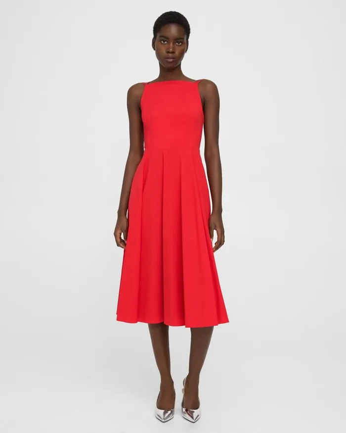 Women Theory Dresses Square Neck Dress In Good Cotton Grenadine