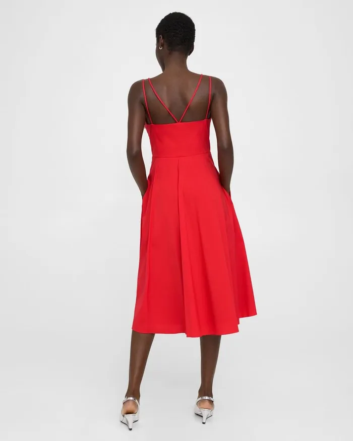 Women Theory Dresses Square Neck Dress In Good Cotton Grenadine