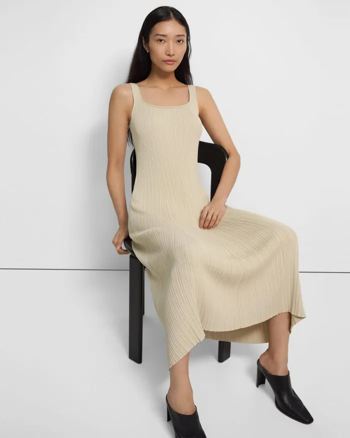 Women Theory Dresses Tank Dress In Stretch Knit Butter Yellow