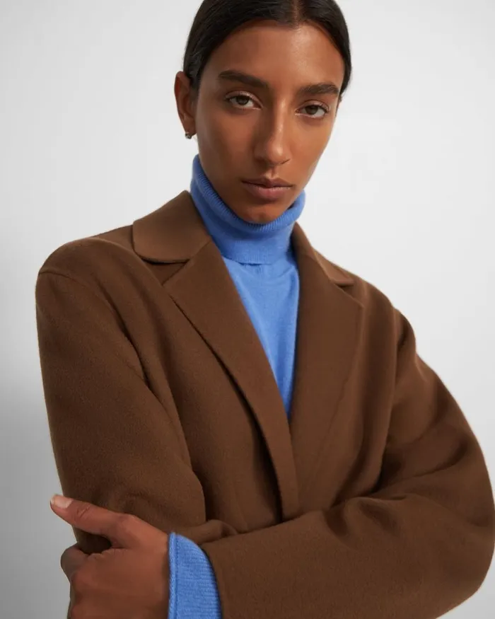 Women Theory Outerwear Overcoat In DoubleFace WoolCashmere Russet