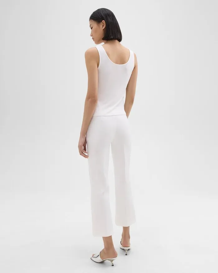 Women Theory Pants Cropped Kick Pant In Stretch CottonBlend White