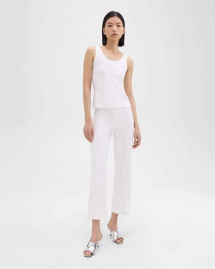 Women Theory Pants Cropped Kick Pant In Stretch CottonBlend White