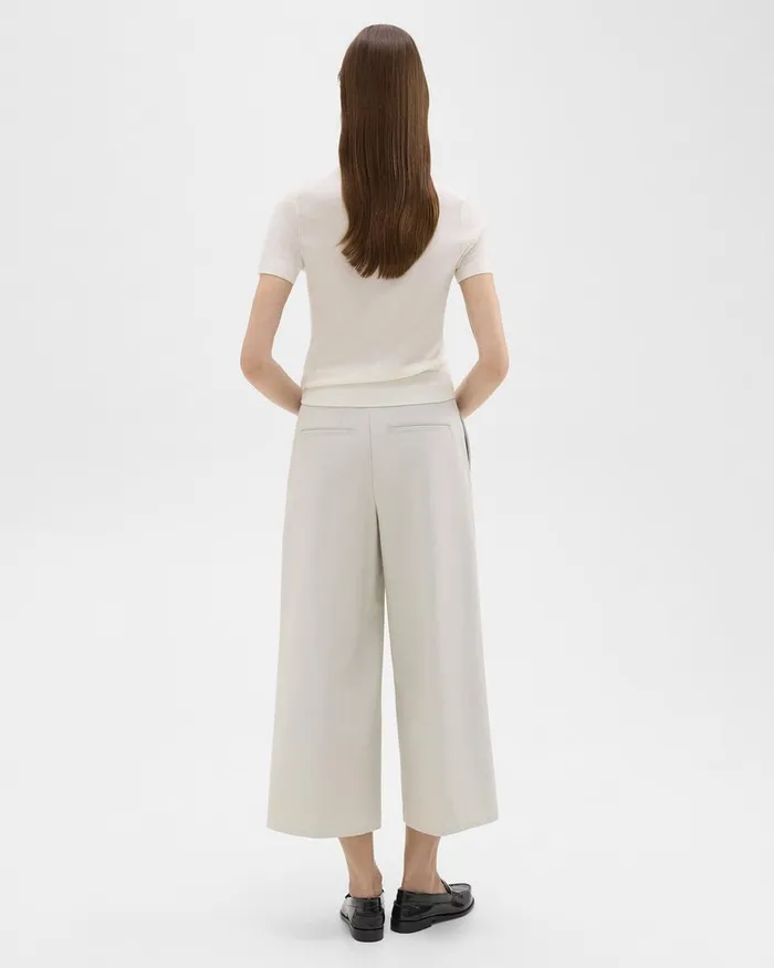 Women Theory Pants Cropped WideLeg Pant In Neoteric Twill Limestone