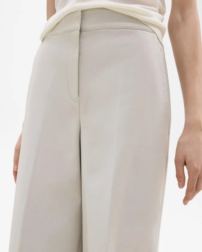 Women Theory Pants Cropped WideLeg Pant In Neoteric Twill Limestone