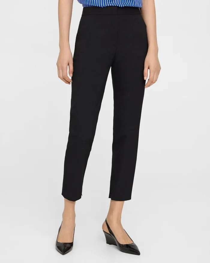 Women Theory Pants Fitted Pant In Textured Gabardine Black