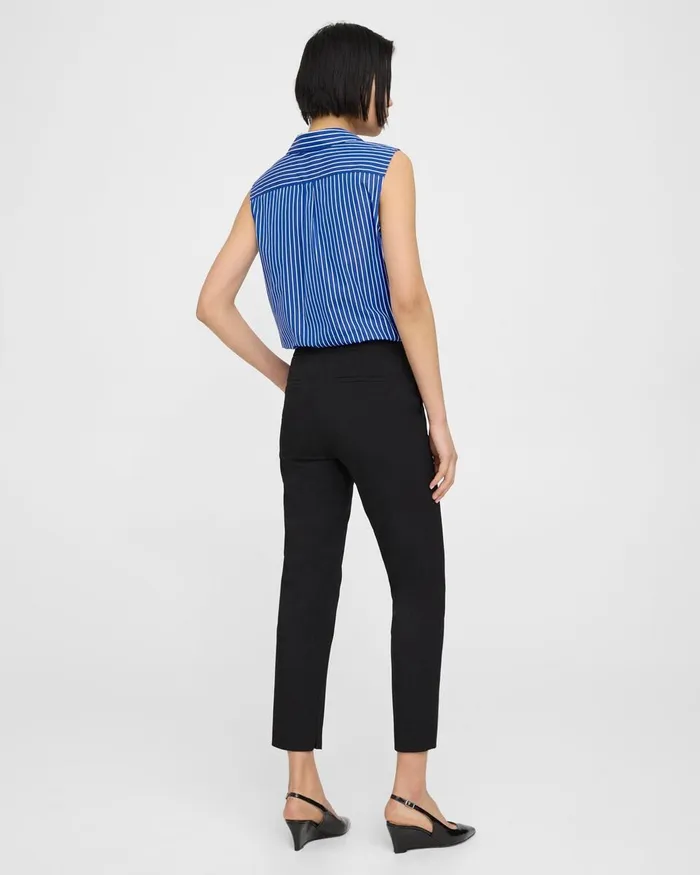 Women Theory Pants Fitted Pant In Textured Gabardine Black