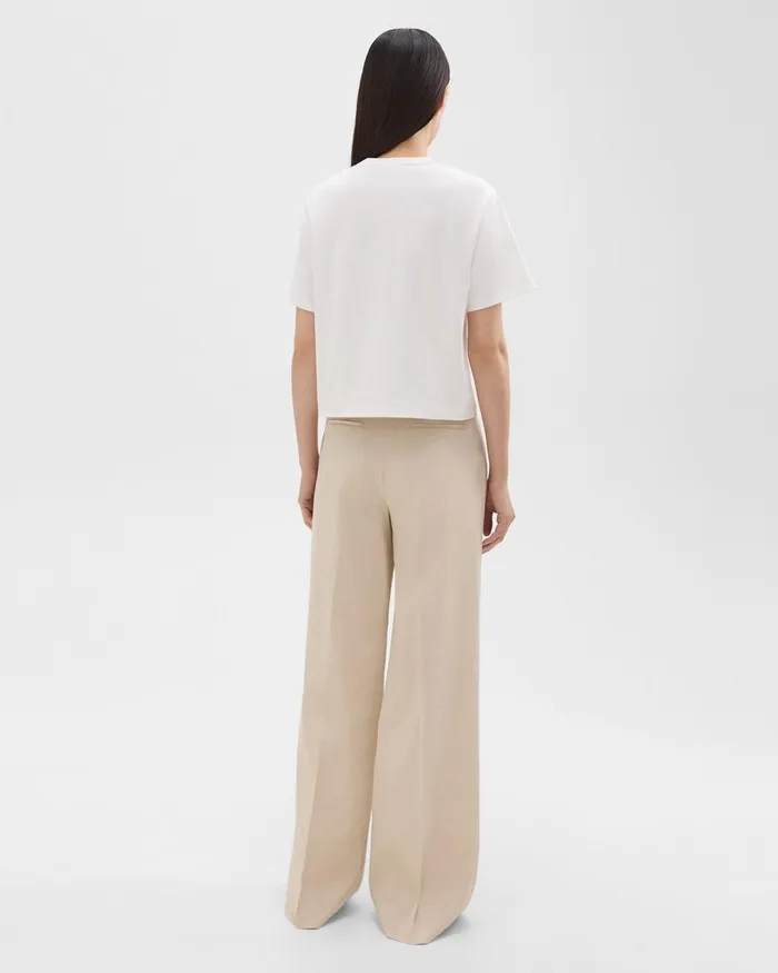 Women Theory Pants HighWaist WideLeg Pant In Good Linen Straw