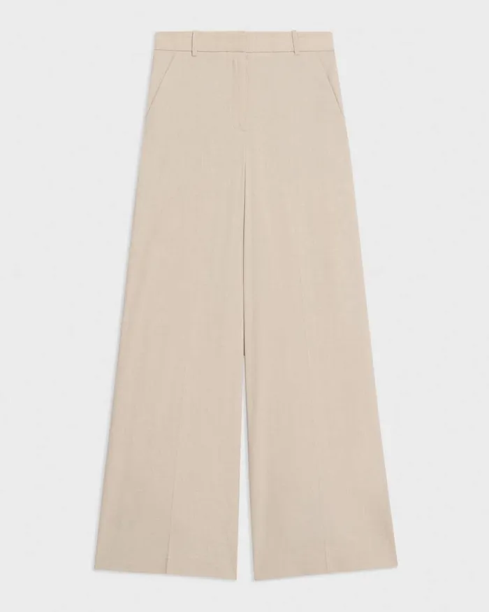 Women Theory Pants HighWaist WideLeg Pant In Good Linen Straw