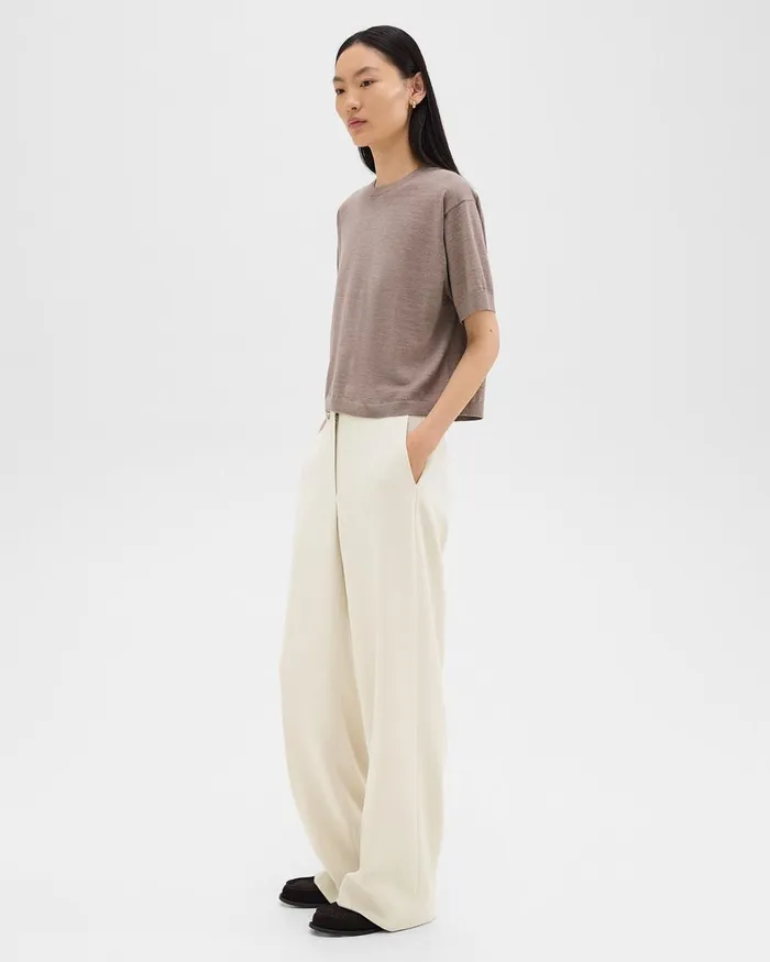 Women Theory Pants Relaxed Straight Pant In Admiral Crepe Rice