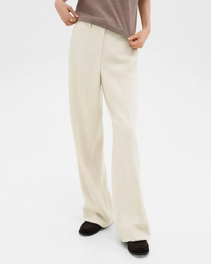 Women Theory Pants Relaxed Straight Pant In Admiral Crepe Rice