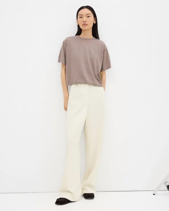 Women Theory Pants Relaxed Straight Pant In Admiral Crepe Rice