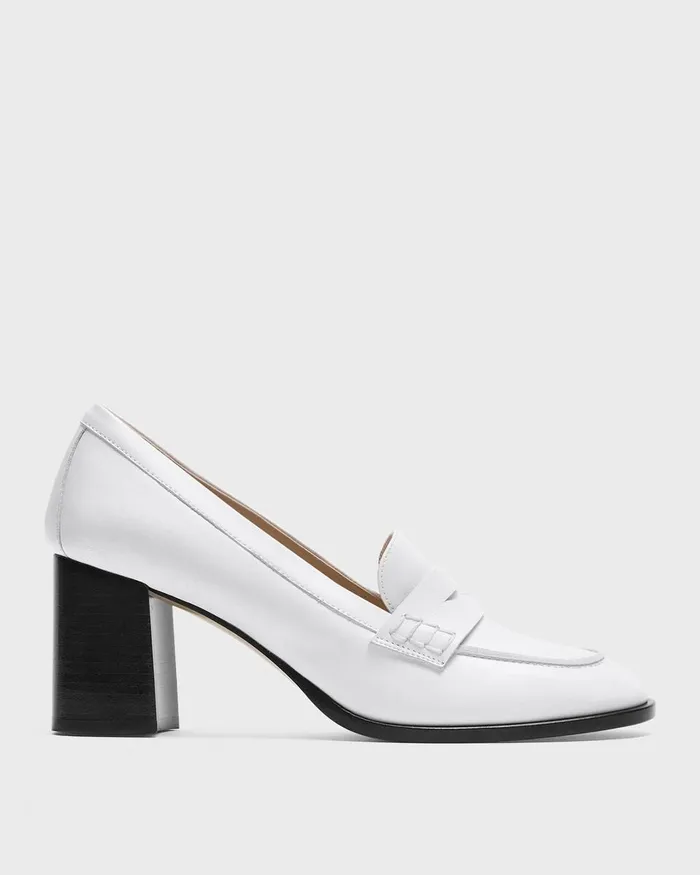 Women Theory Shoes Loafer Pump In Leather White