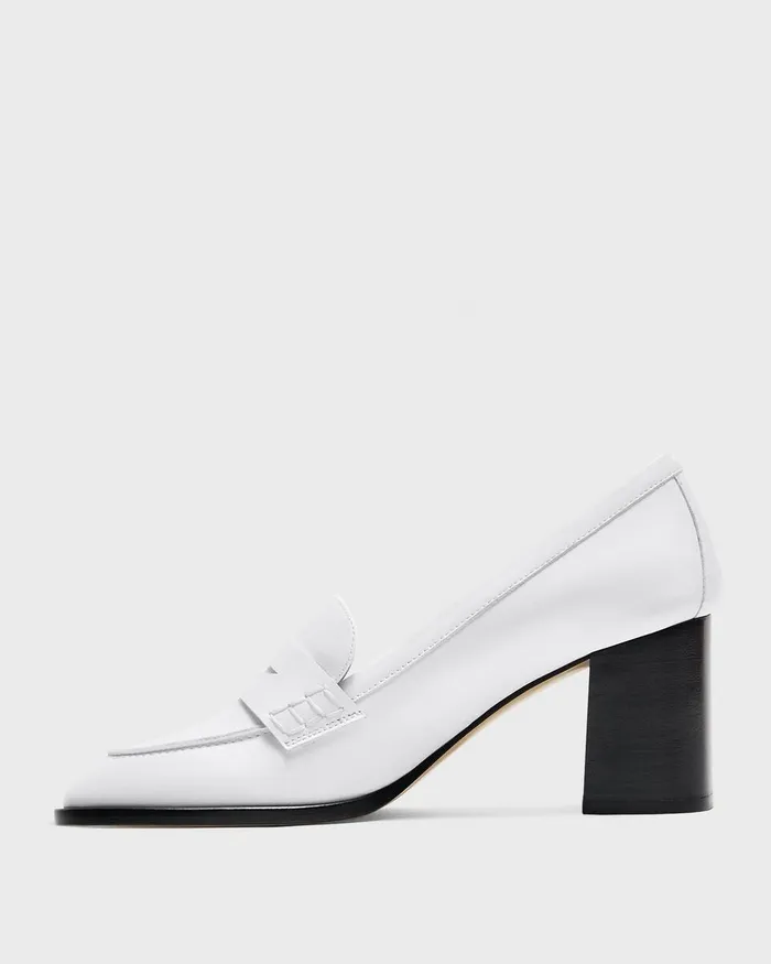 Women Theory Shoes Loafer Pump In Leather White