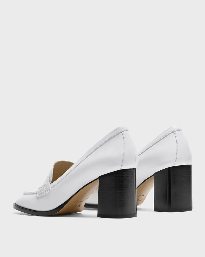 Women Theory Shoes Loafer Pump In Leather White