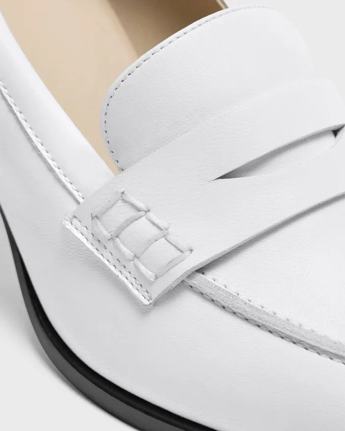 Women Theory Shoes Loafer Pump In Leather White