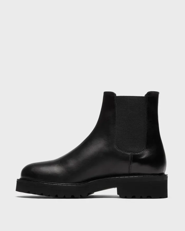 Women Theory Shoes Lug Chelsea Booties In Leather Black