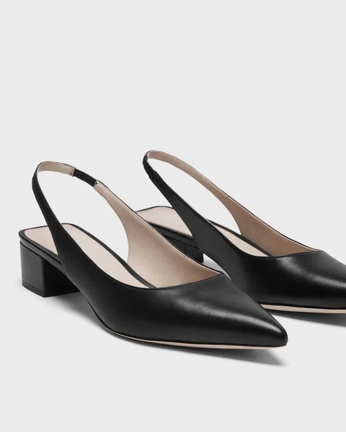 Women Theory Shoes Slingback Pump In Leather Black
