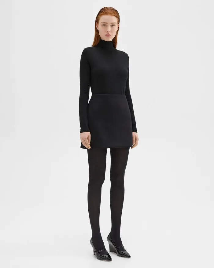 Women Theory Skirts HighWaist Mini Skirt In DoubleFace WoolCashmere Black