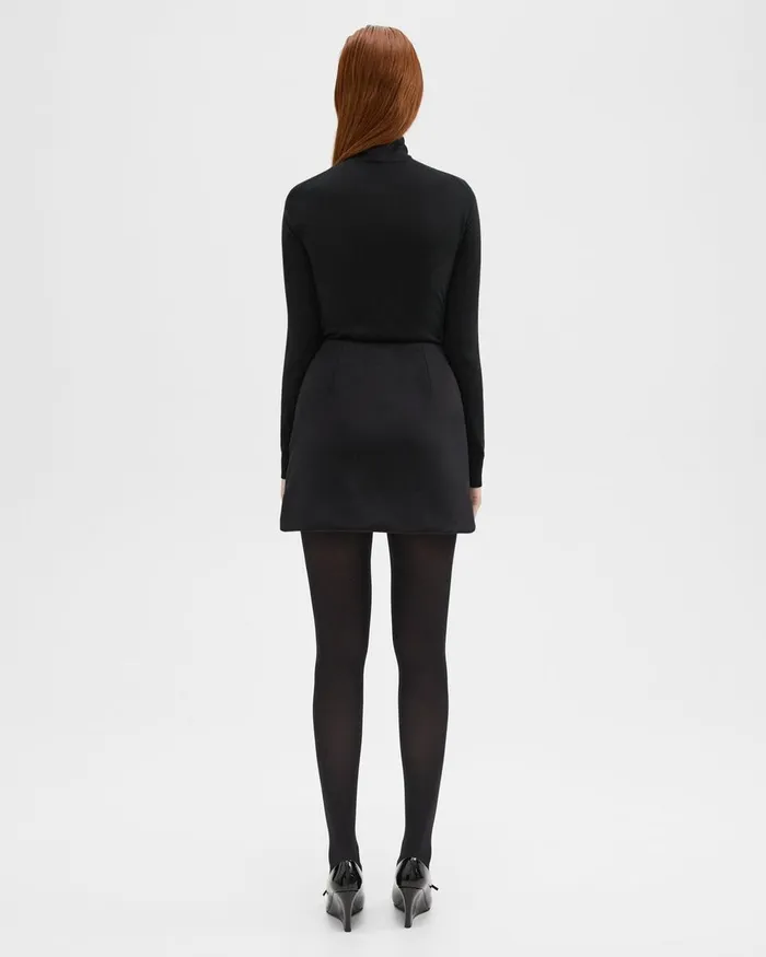 Women Theory Skirts HighWaist Mini Skirt In DoubleFace WoolCashmere Black