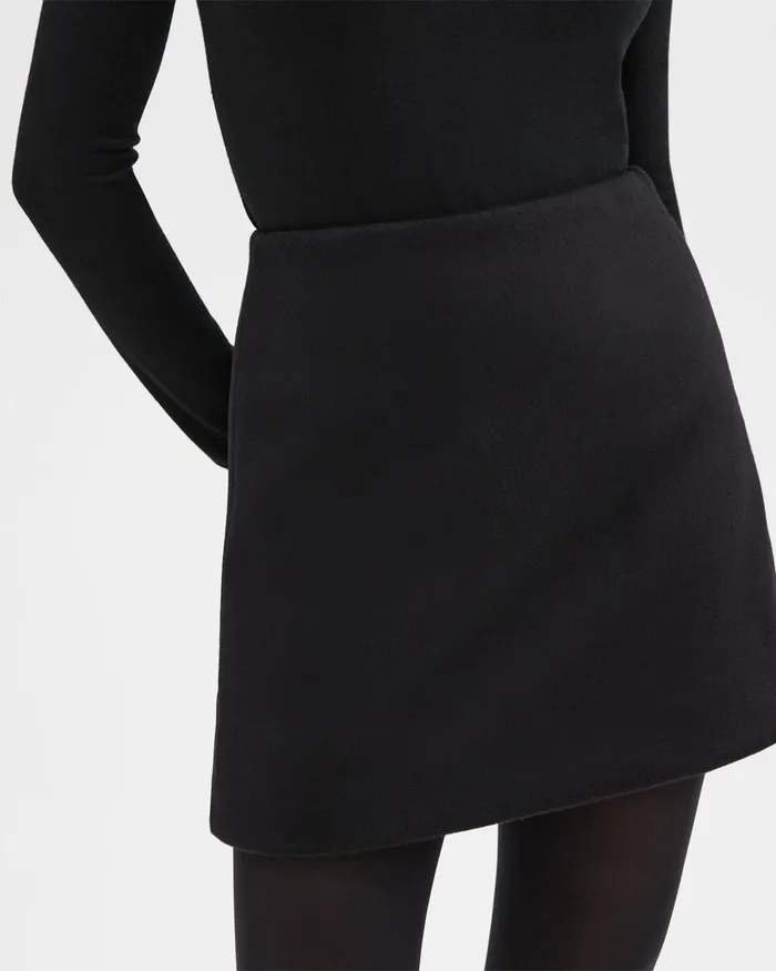 Women Theory Skirts HighWaist Mini Skirt In DoubleFace WoolCashmere Black