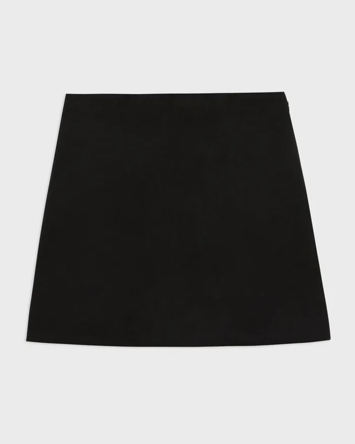 Women Theory Skirts HighWaist Mini Skirt In DoubleFace WoolCashmere Black