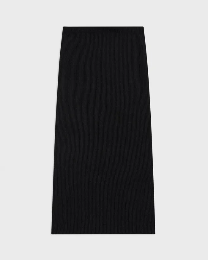 Women Theory Skirts Midi PullOn Skirt In Felted WoolCashmere Black