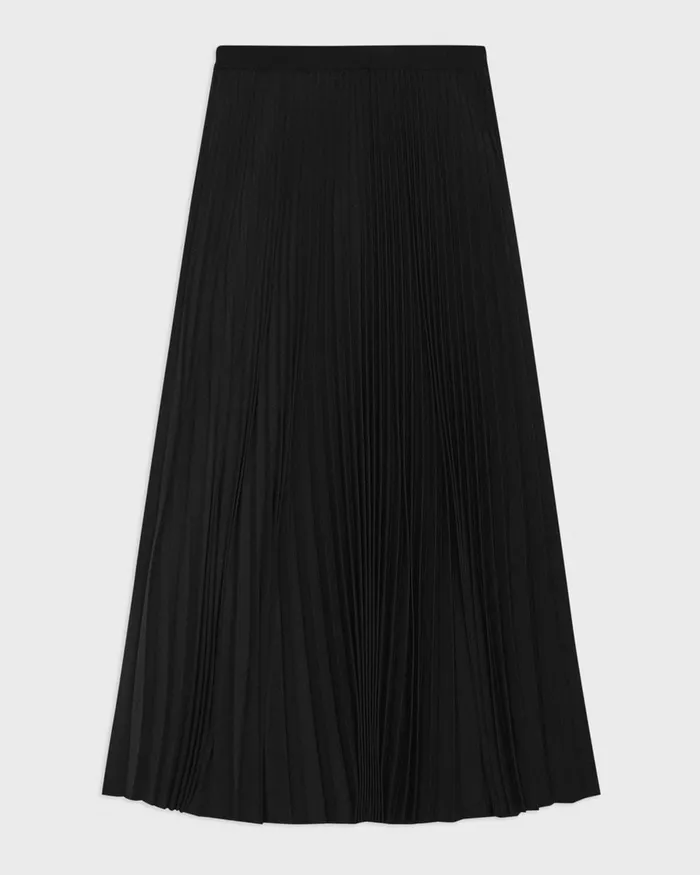Women Theory Skirts Pleated PullOn Skirt In Stretch WoolBlend Black