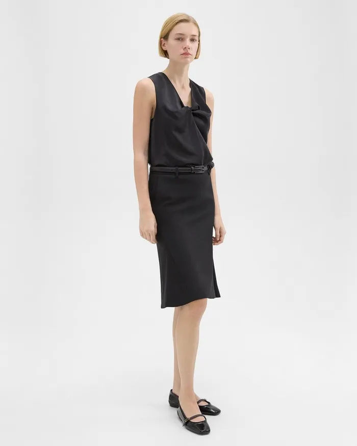 Women Theory Skirts Wool Gabardine Trumpet Skirt Black