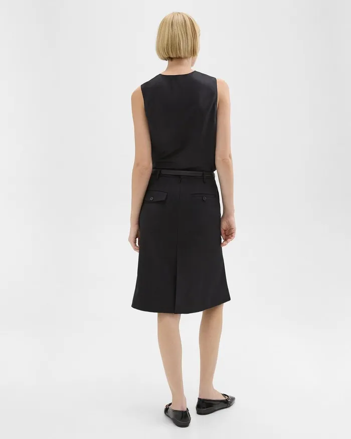 Women Theory Skirts Wool Gabardine Trumpet Skirt Black