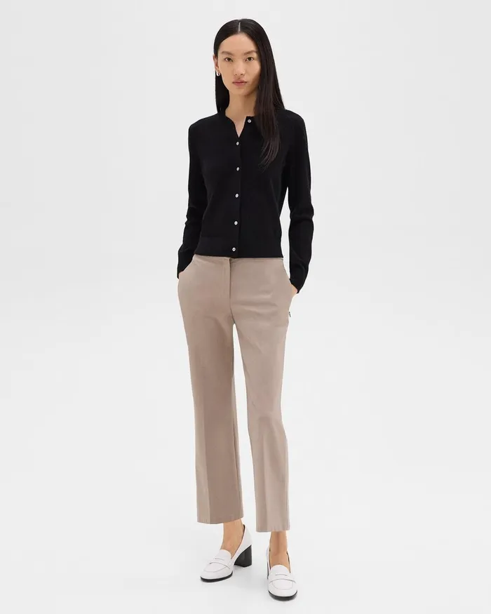 Women Theory Sweaters Cardigans Crewneck Cardigan In Cashmere Black