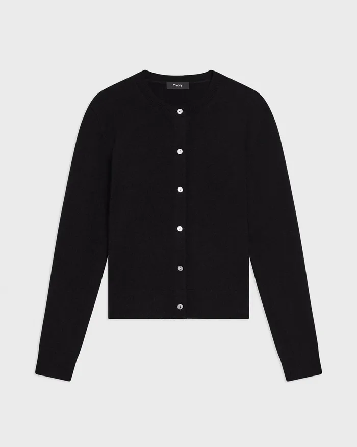 Women Theory Sweaters Cardigans Crewneck Cardigan In Cashmere Black