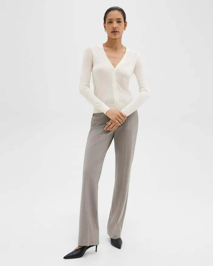 Women Theory Sweaters Cardigans VNeck Cardigan In Regal Wool New Ivory