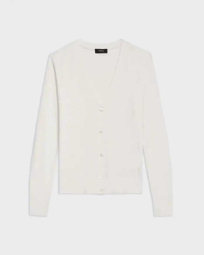 Women Theory Sweaters Cardigans VNeck Cardigan In Regal Wool New Ivory