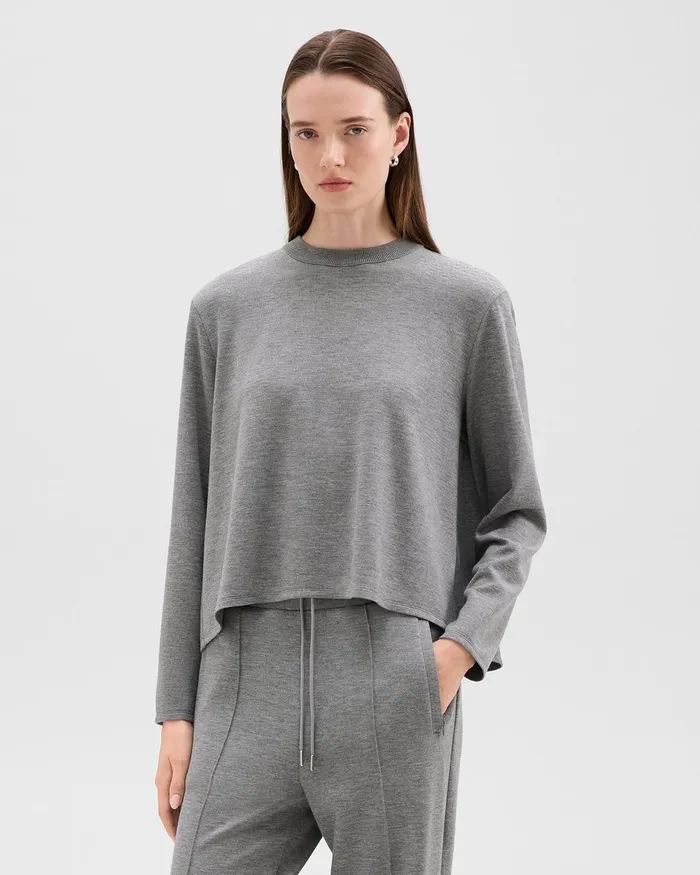 Women Theory TShirts Tank Tops ALine Sweatshirt In DoubleKnit Jersey Grey Meloat Mel