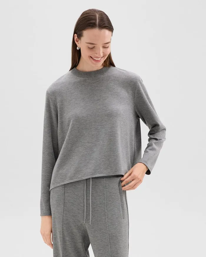 Women Theory TShirts Tank Tops ALine Sweatshirt In DoubleKnit Jersey Grey Meloat Mel