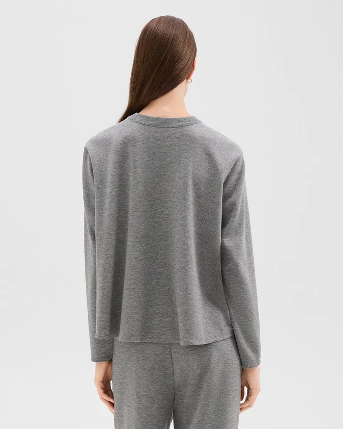 Women Theory TShirts Tank Tops ALine Sweatshirt In DoubleKnit Jersey Grey Meloat Mel