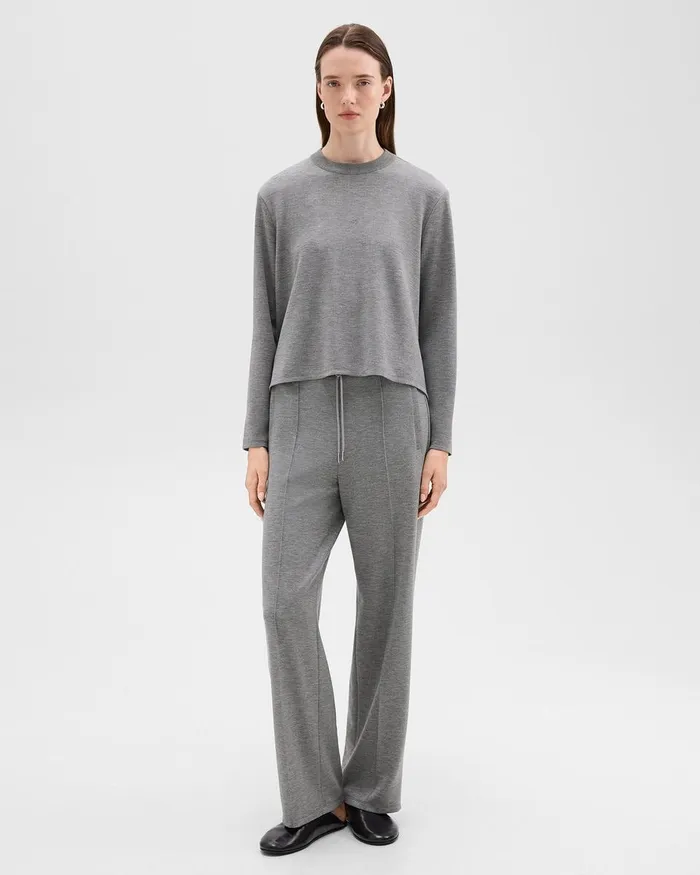 Women Theory TShirts Tank Tops ALine Sweatshirt In DoubleKnit Jersey Grey Meloat Mel