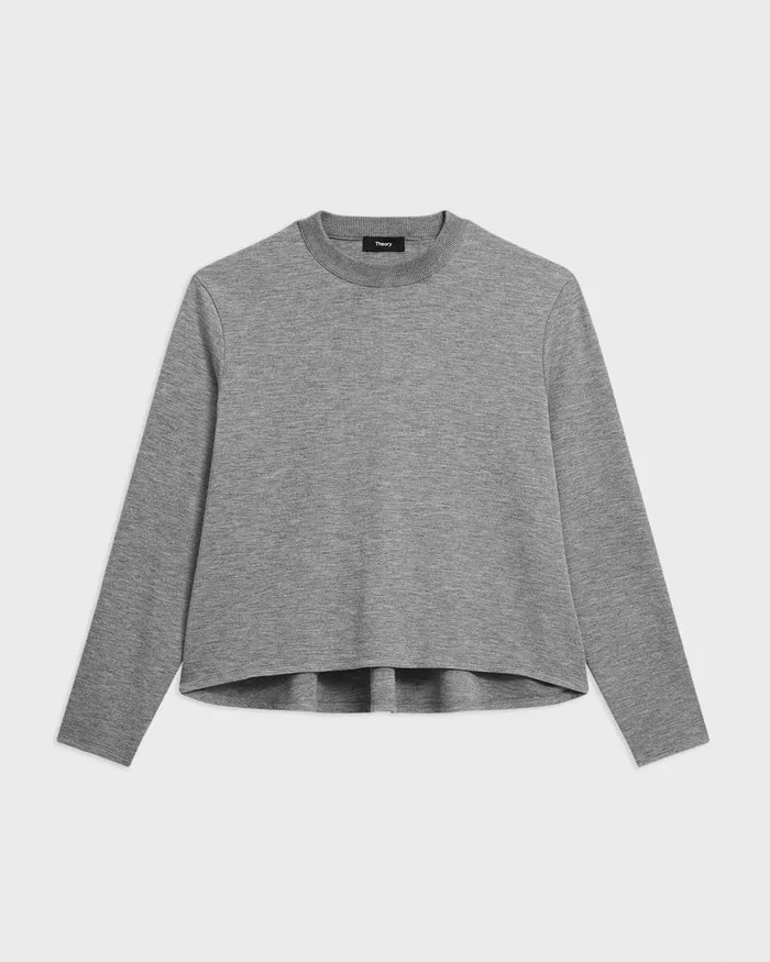 Women Theory TShirts Tank Tops ALine Sweatshirt In DoubleKnit Jersey Grey Meloat Mel
