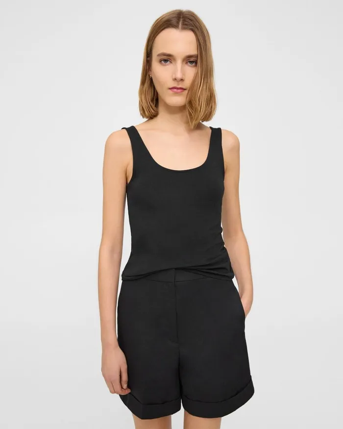 Women Theory TShirts Tank Tops Scoop Neck Tank In Stretch Cotton Black