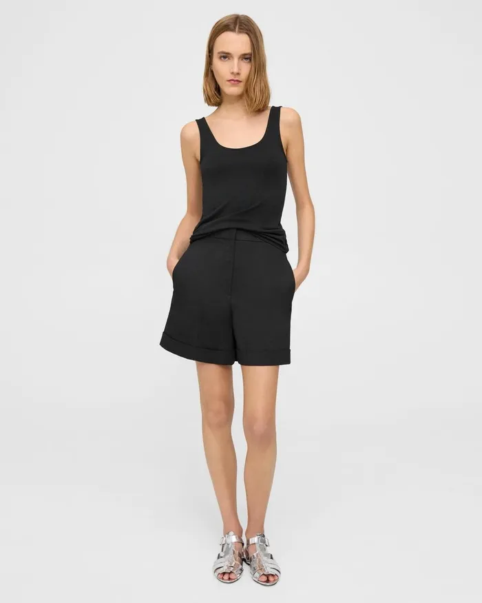 Women Theory TShirts Tank Tops Scoop Neck Tank In Stretch Cotton Black