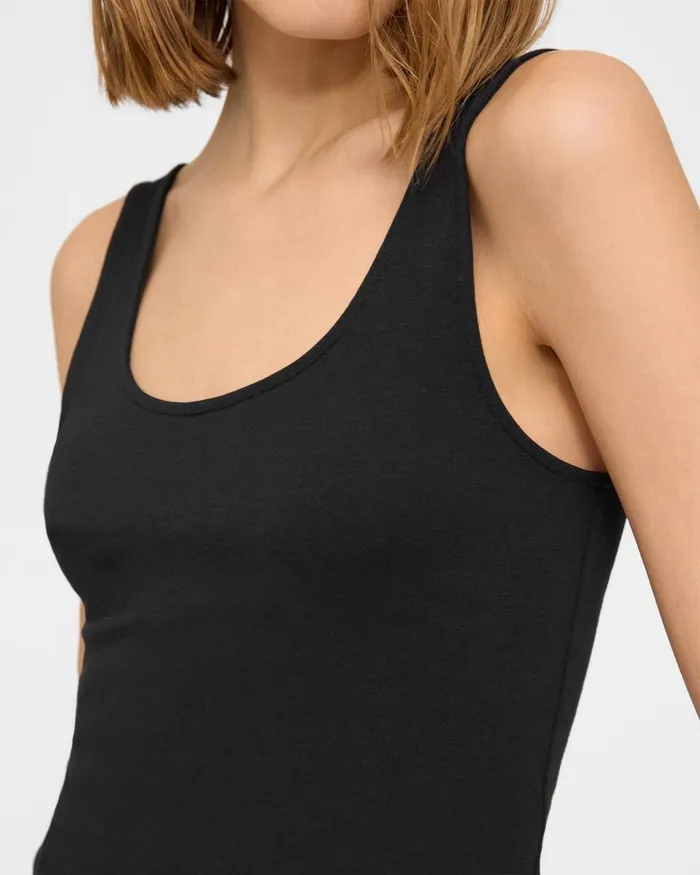 Women Theory TShirts Tank Tops Scoop Neck Tank In Stretch Cotton Black