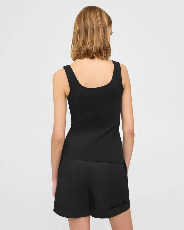 Women Theory TShirts Tank Tops Scoop Neck Tank In Stretch Cotton Black