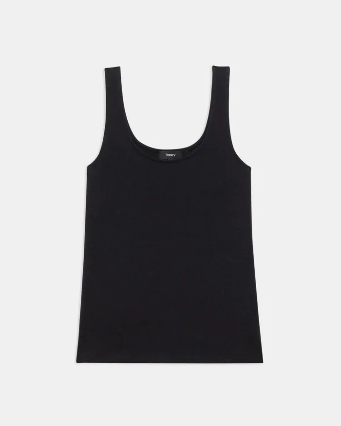 Women Theory TShirts Tank Tops Scoop Neck Tank In Stretch Cotton Black