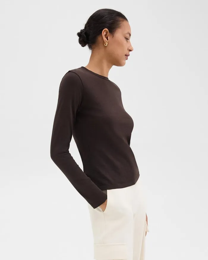 Women Theory TShirts Tank Tops Tiny LongSleeve Tee In Organic Cotton Hickory